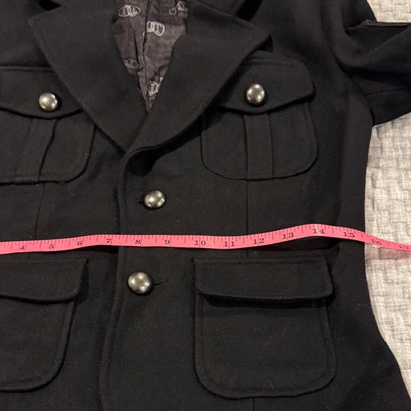Tart Collections NWOT Wool lined Black Military-Style Jacket with shoulder Pads. - Picture 9 of 13